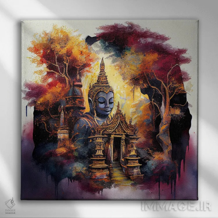 تابلو بودای آبرنگی هشتم اثر استودیو کروماتیک فیوژن - نمای روبهرو روی دیوار