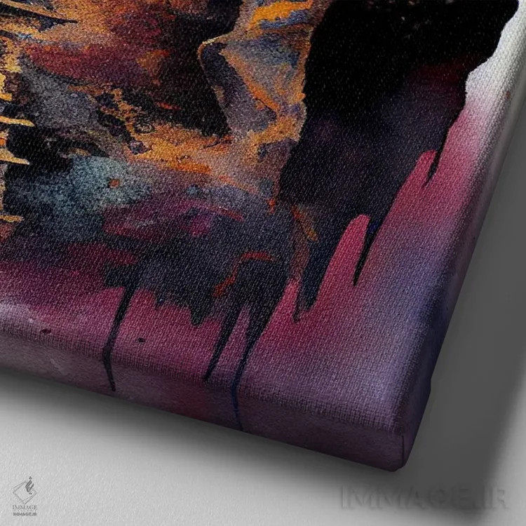 تابلو بودای آبرنگی هشتم اثر استودیو کروماتیک فیوژن - نمای نزدیک بافت بوم