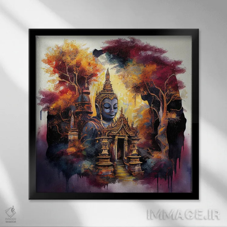 تابلو بودای آبرنگی هشتم اثر استودیو کروماتیک فیوژن - نمای قابدار مشکی