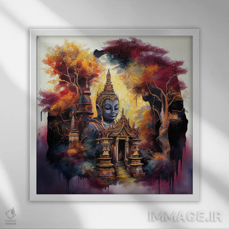 تابلو بودای آبرنگی هشتم اثر استودیو کروماتیک فیوژن - نمای قابدار سفید