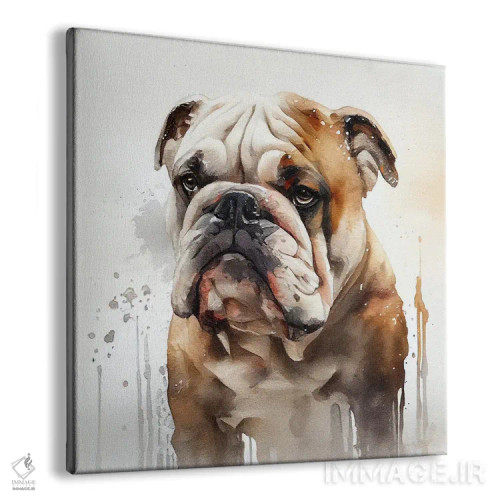 تابلو سگ بولداگ بریتانیایی آبرنگی اثر استودیو کروماتیک فیوژن - نمای پرسپکتیو محصول