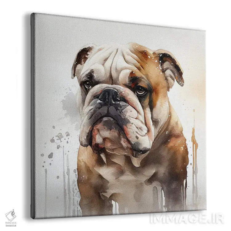 تابلو سگ بولداگ بریتانیایی آبرنگی اثر استودیو کروماتیک فیوژن - نمای پرسپکتیو محصول