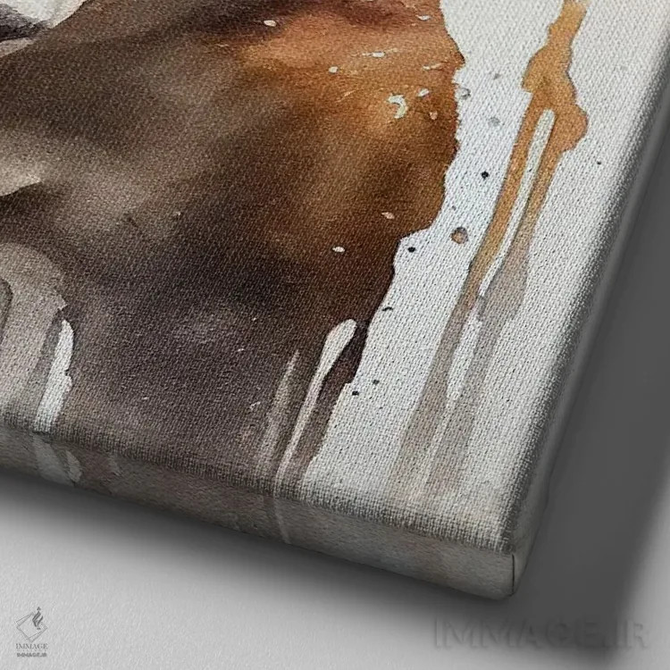 تابلو سگ بولداگ بریتانیایی آبرنگی اثر استودیو کروماتیک فیوژن - نمای نزدیک بافت بوم