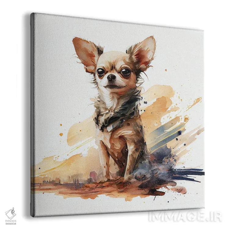 تابلو سگ چیهواهوا آبرنگی اثر استودیو کروماتیک فیوژن - نمای پرسپکتیو محصول