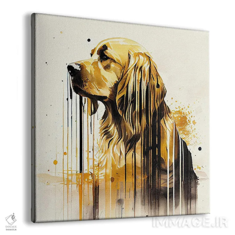 تابلو سگ گلدن رتریور آبرنگی اثر استودیو کروماتیک فیوژن - نمای پرسپکتیو محصول