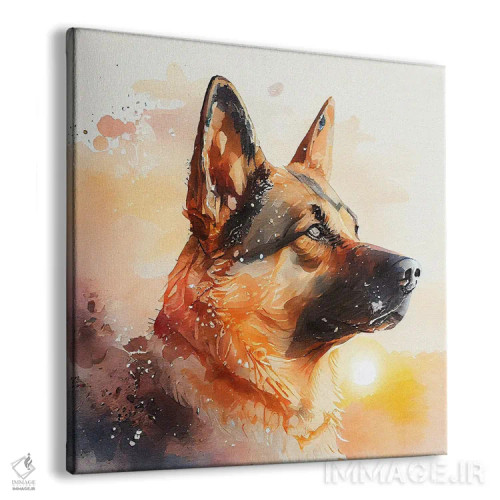 تابلو سگ ژرمن شپرد آبرنگی اثر استودیو کروماتیک فیوژن - نمای پرسپکتیو محصول