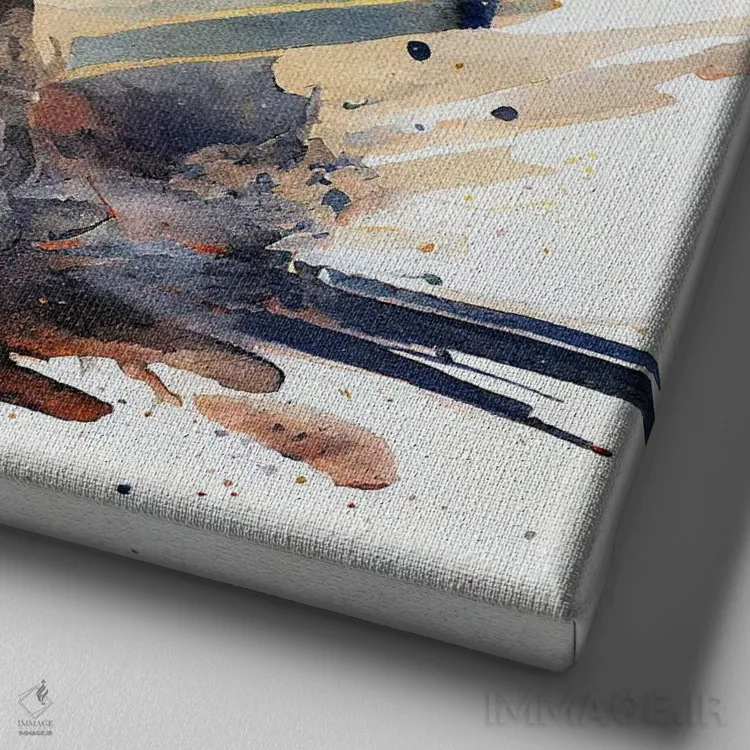 تابلو سگ چیهواهوا آبرنگی اثر استودیو کروماتیک فیوژن - نمای نزدیک بافت بوم