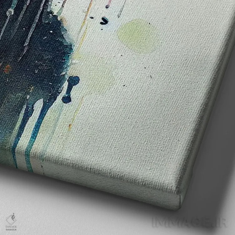 تابلو سگ پودل آبرنگی اثر استودیو کروماتیک فیوژن - نمای نزدیک بافت بوم