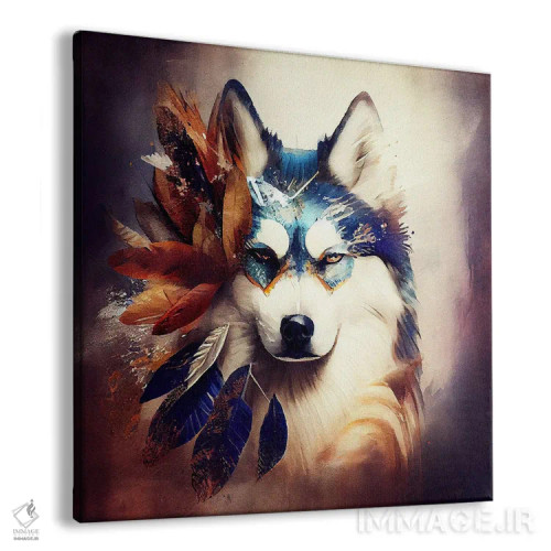 تابلو سگ هاسکی سیبریایی آبرنگی دوم اثر استودیو کروماتیک فیوژن - نمای پرسپکتیو محصول