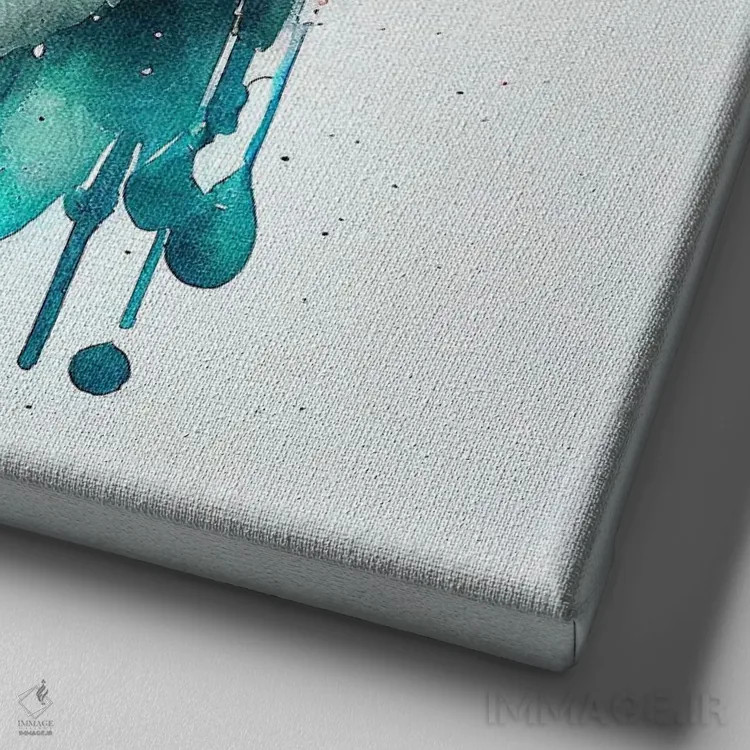 تابلو سگ هاسکی سیبریایی آبرنگی یکم اثر استودیو کروماتیک فیوژن - نمای نزدیک بافت بوم