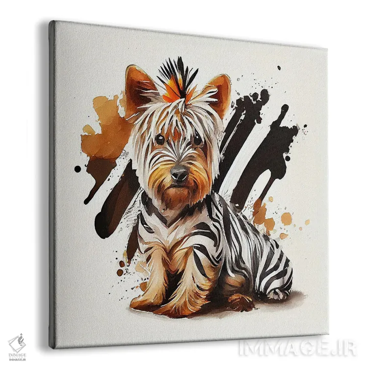 تابلو سگ یورکشایر تریر آبرنگی اثر استودیو کروماتیک فیوژن - نمای پرسپکتیو محصول