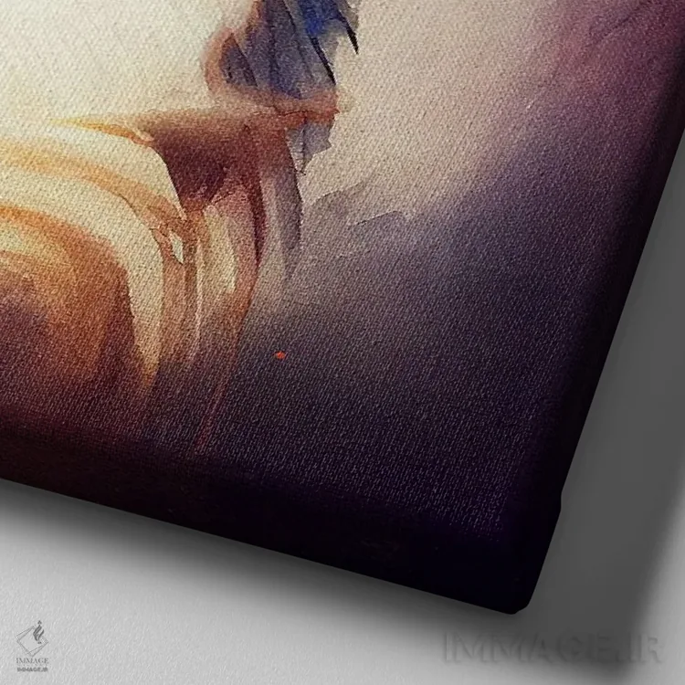 تابلو سگ هاسکی سیبریایی آبرنگی دوم اثر استودیو کروماتیک فیوژن - نمای نزدیک بافت بوم