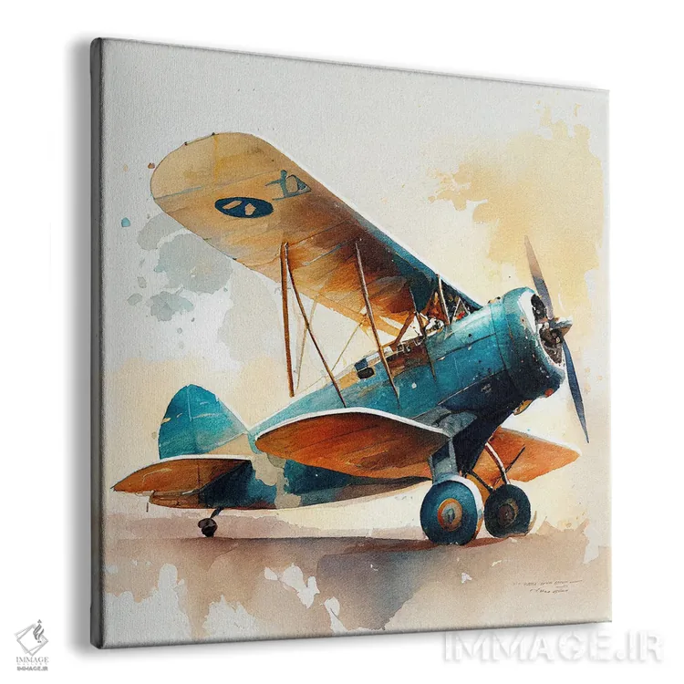 تابلو هواپیمای کلاسیک آبرنگی یکم اثر استودیو کروماتیک فیوژن - نمای پرسپکتیو محصول