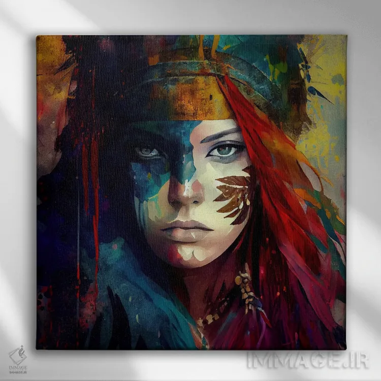 تابلو زن جنگجوی قدرتمند دهم اثر استودیو کروماتیک فیوژن - نمای روبهرو روی دیوار