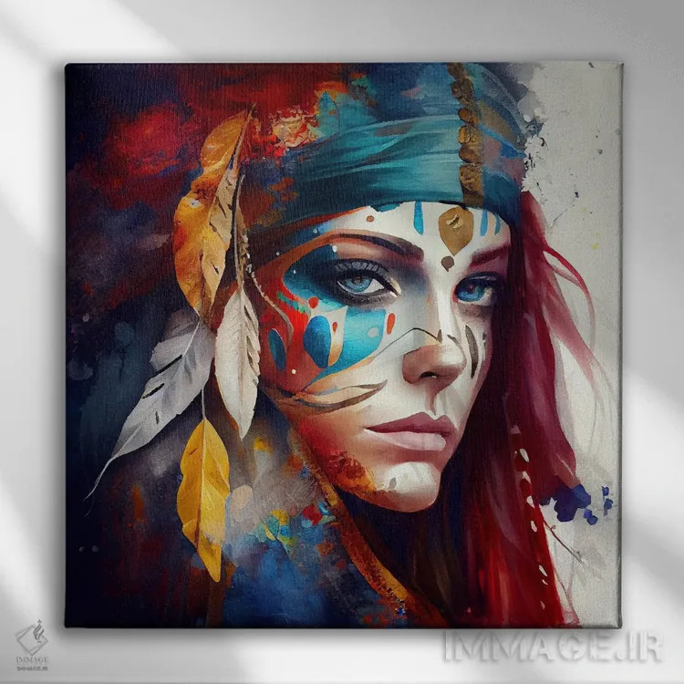تابلو زن جنگجوی قدرتمند نهم اثر استودیو کروماتیک فیوژن - نمای روبهرو روی دیوار