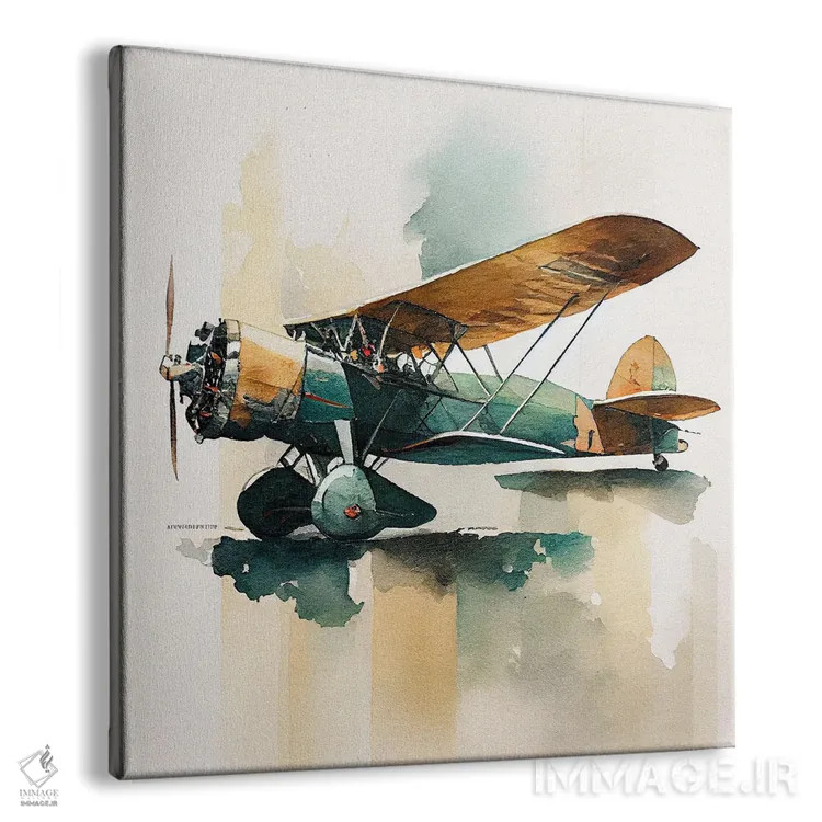 تابلو هواپیمای کلاسیک آبرنگی پنجم اثر استودیو کروماتیک فیوژن - نمای پرسپکتیو محصول