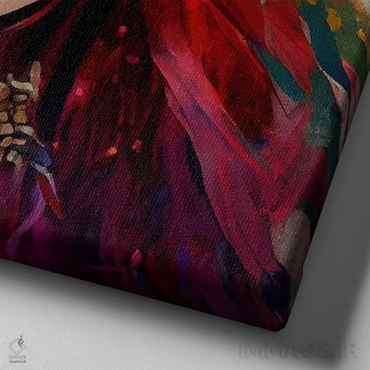 تابلو زن جنگجوی قدرتمند دهم اثر استودیو کروماتیک فیوژن - نمای نزدیک بافت بوم