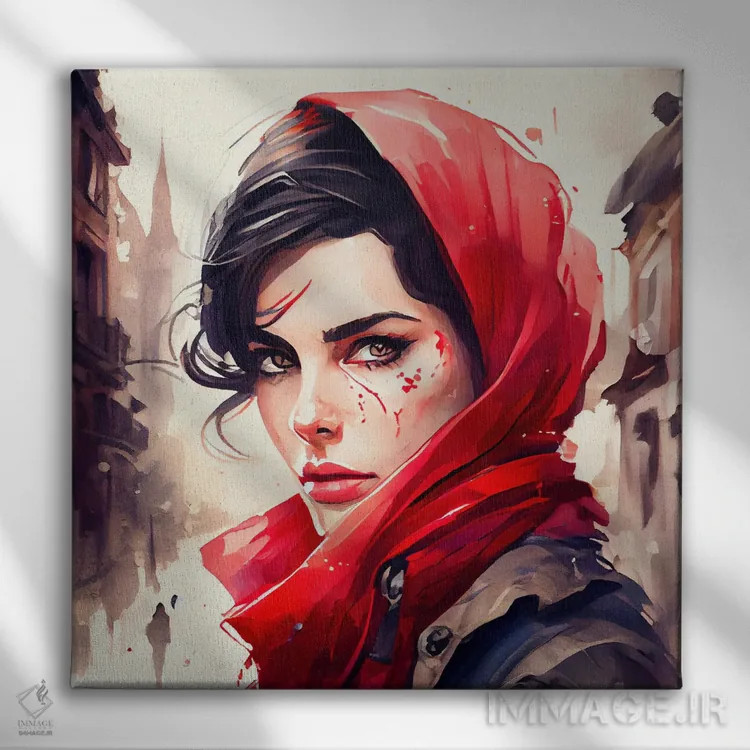 تابلو شنل قرمزی مدرن اثر استودیو کروماتیک فیوژن - نمای روبهرو روی دیوار