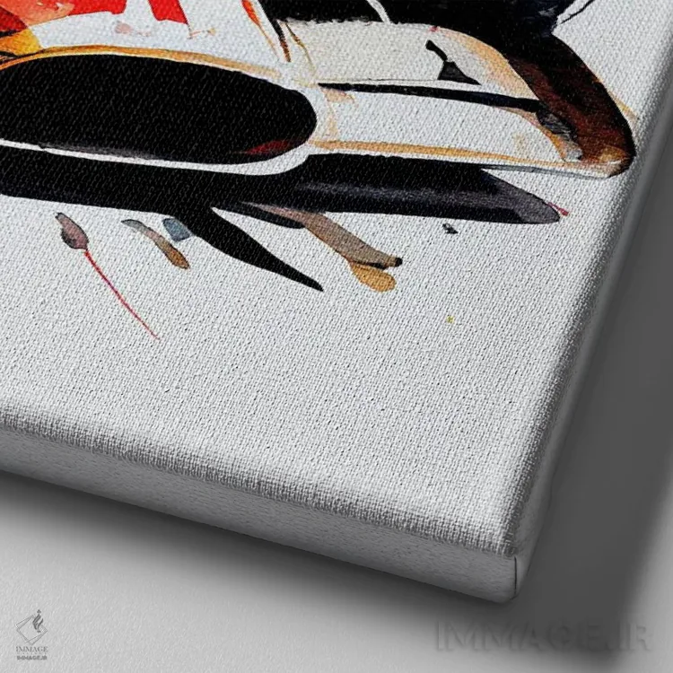 تابلو ماشین مسابقهای کلاسیک آبرنگی دوم اثر استودیو کروماتیک فیوژن - نمای نزدیک بافت بوم