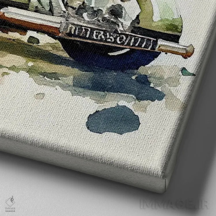 تابلو ماشین کلاسیک آبرنگی سوم اثر استودیو کروماتیک فیوژن - نمای نزدیک بافت بوم