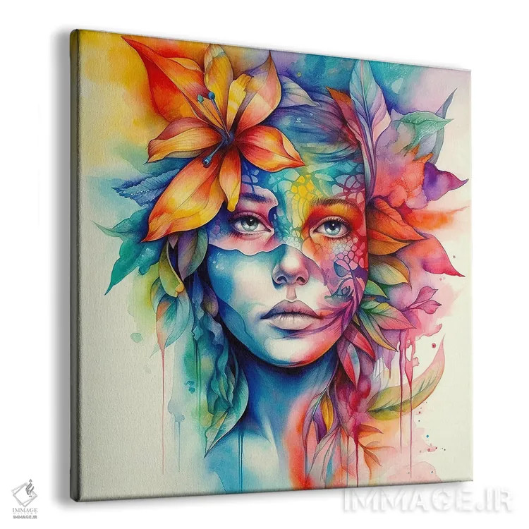 تابلو زن گرمسیری آبرنگی بیستم اثر استودیو کروماتیک فیوژن - نمای پرسپکتیو محصول