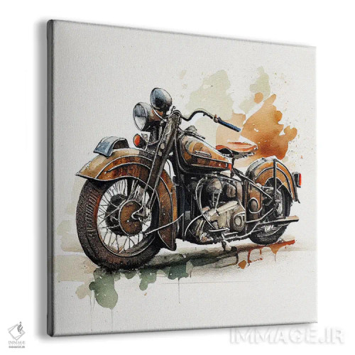 تابلو موتورسیکلت کلاسیک آبرنگی یکم اثر استودیو کروماتیک فیوژن - نمای پرسپکتیو محصول