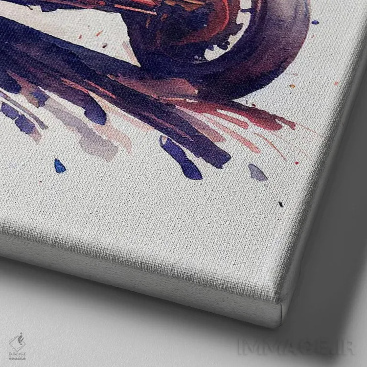 تابلو ماشین مسابقهای کلاسیک آبرنگی سوم اثر استودیو کروماتیک فیوژن - نمای نزدیک بافت بوم