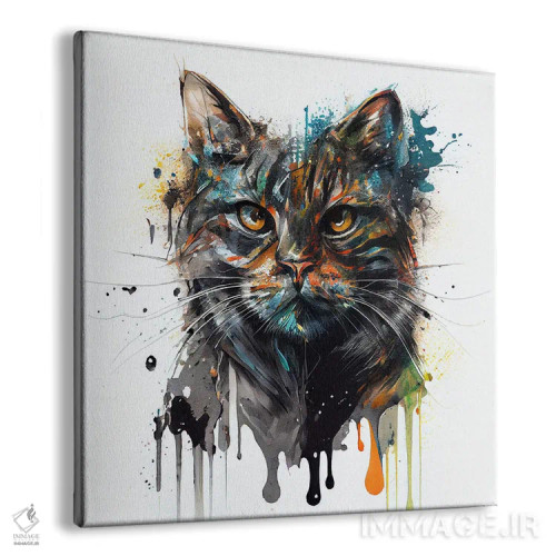 تابلو گربه آبرنگی یکم اثر استودیو کروماتیک فیوژن - نمای پرسپکتیو محصول