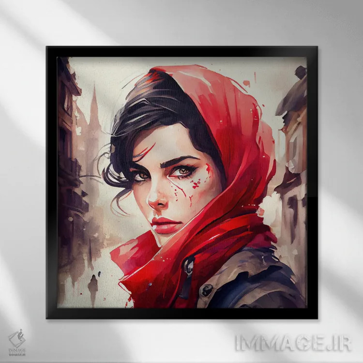 تابلو شنل قرمزی مدرن اثر استودیو کروماتیک فیوژن - نمای قابدار مشکی