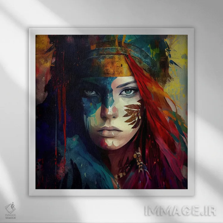 تابلو زن جنگجوی قدرتمند دهم اثر استودیو کروماتیک فیوژن - نمای قابدار سفید