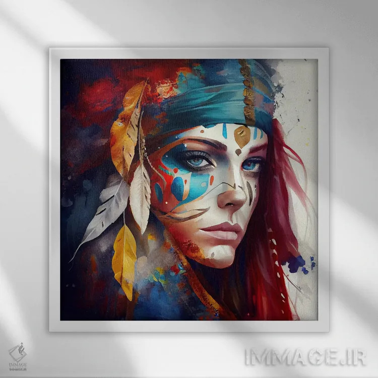 تابلو زن جنگجوی قدرتمند نهم اثر استودیو کروماتیک فیوژن - نمای قابدار سفید