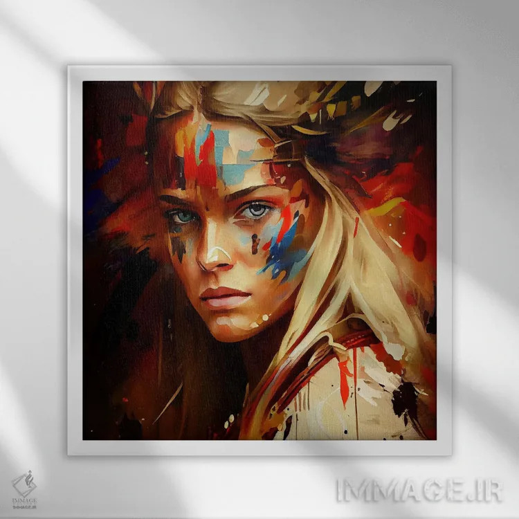 تابلو زن جنگجوی قدرتمند هفتم اثر استودیو کروماتیک فیوژن - نمای قابدار سفید