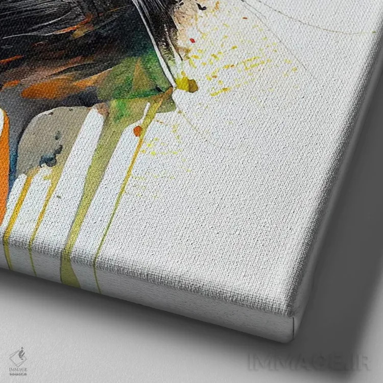 تابلو گربه آبرنگی یکم اثر استودیو کروماتیک فیوژن - نمای نزدیک بافت بوم