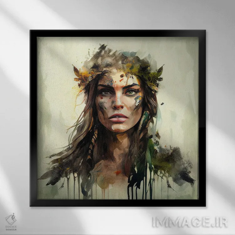 تابلو دروید قدرتمند دوم (جنگجوی طبیعت) اثر استودیو کروماتیک فیوژن - نمای قابدار مشکی