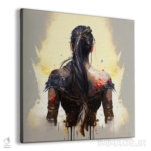 تابلو زن جنگجوی قدرتمند از پشت یکم اثر استودیو کروماتیک فیوژن - نمای پرسپکتیو محصول