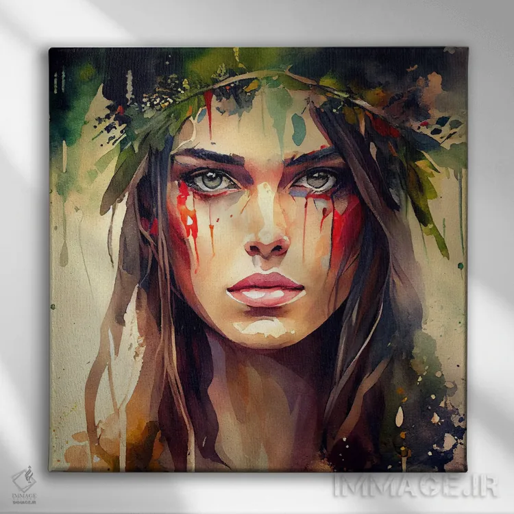 تابلو دروید آبرنگی دوم (جنگجوی طبیعت) اثر استودیو کروماتیک فیوژن - نمای روبهرو روی دیوار