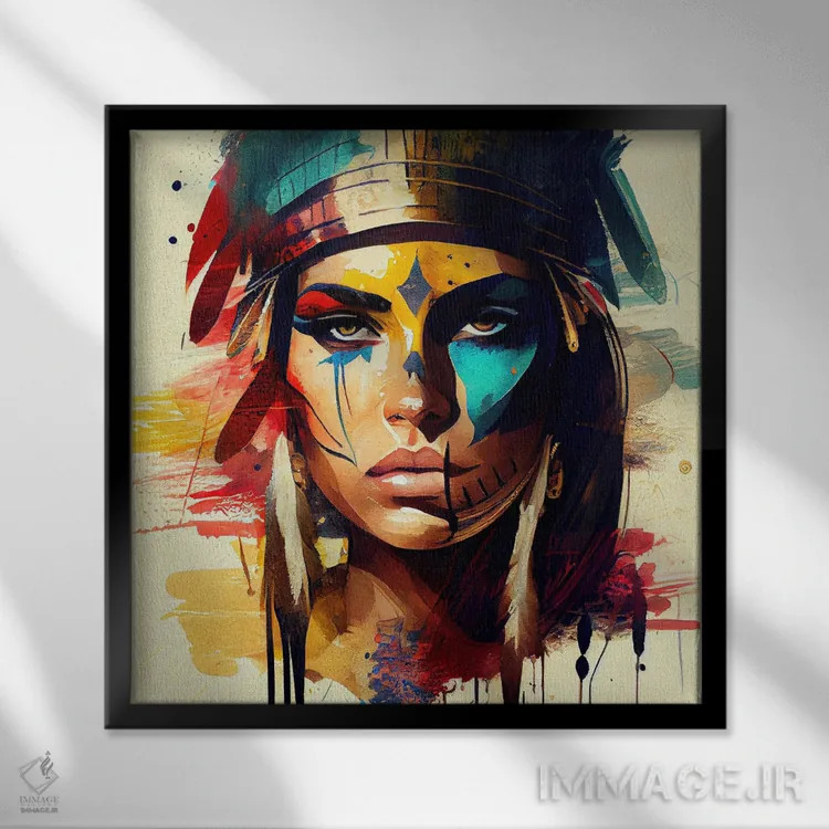 تابلو زن مبارز مصری قدرتمند یکم اثر استودیو کروماتیک فیوژن - نمای قابدار مشکی