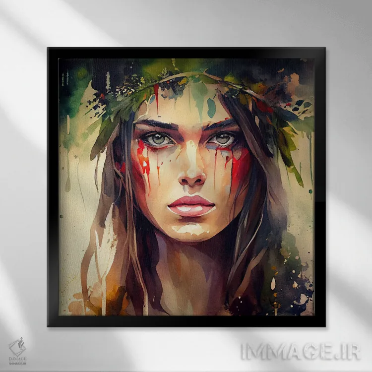 تابلو دروید آبرنگی دوم (جنگجوی طبیعت) اثر استودیو کروماتیک فیوژن - نمای قابدار مشکی