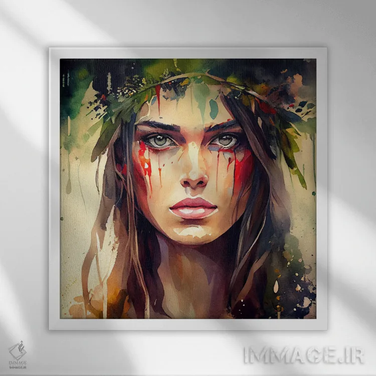 تابلو دروید آبرنگی دوم (جنگجوی طبیعت) اثر استودیو کروماتیک فیوژن - نمای قابدار سفید