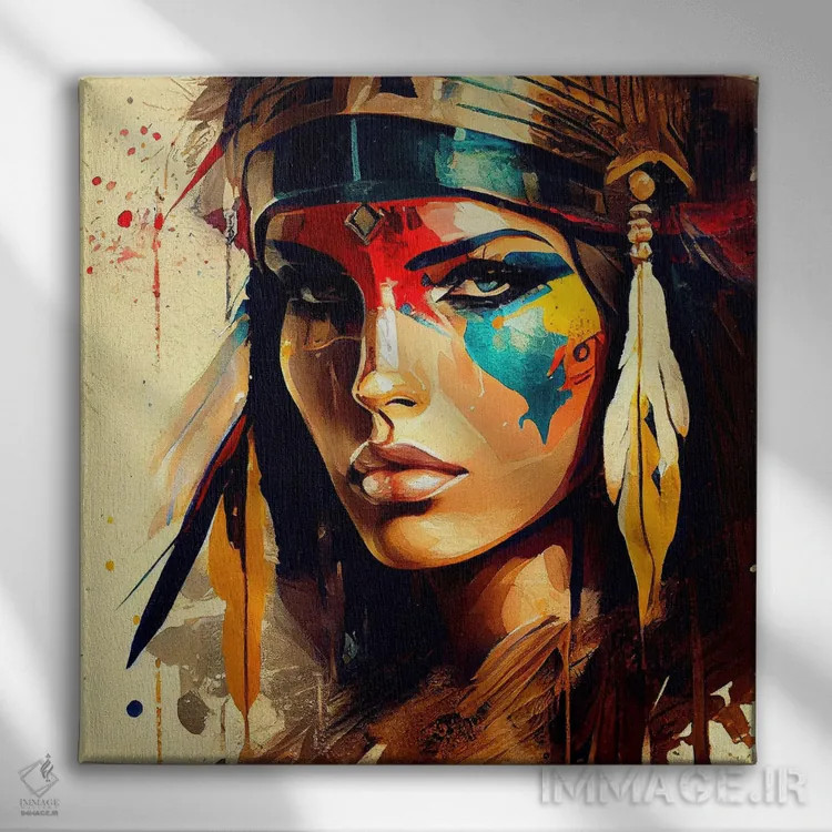 تابلو زن مبارز مصری قدرتمند دوم اثر استودیو کروماتیک فیوژن - نمای روبهرو روی دیوار