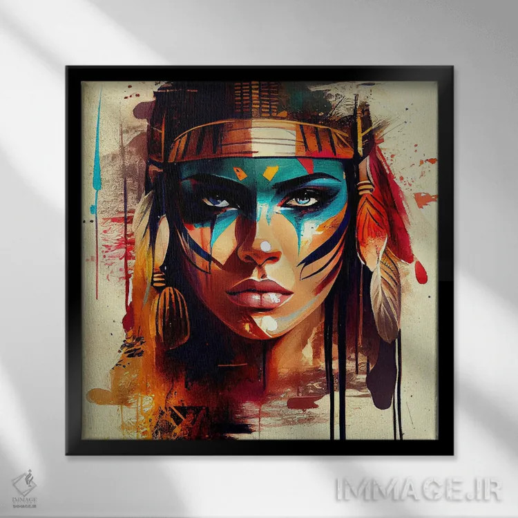 تابلو زن مبارز مصری قدرتمند سوم اثر استودیو کروماتیک فیوژن - نمای قابدار مشکی