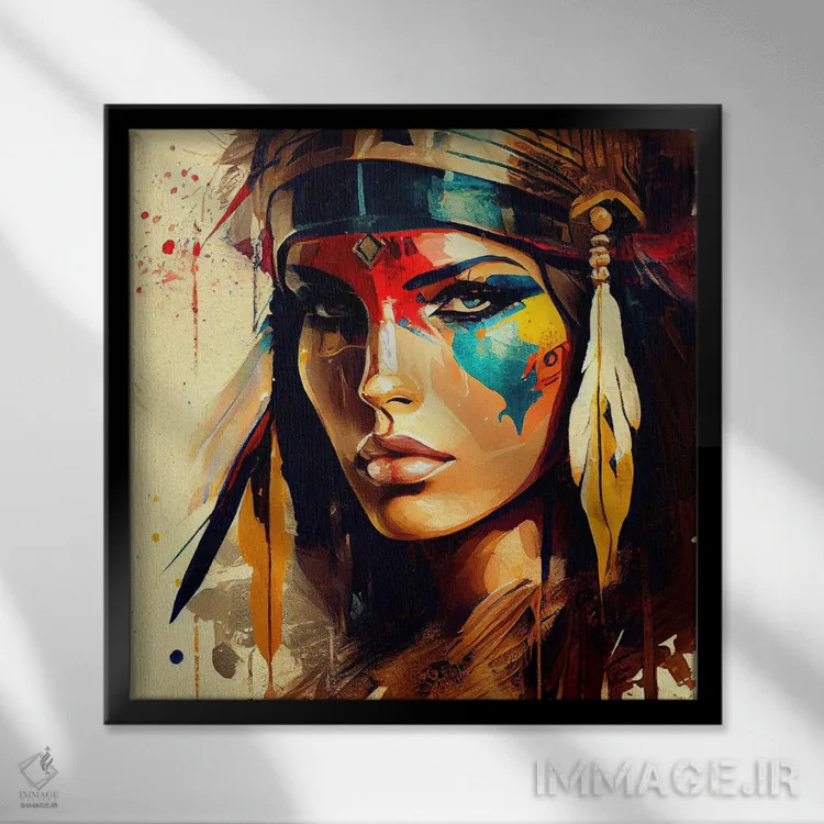 تابلو زن مبارز مصری قدرتمند دوم اثر استودیو کروماتیک فیوژن - نمای قابدار مشکی