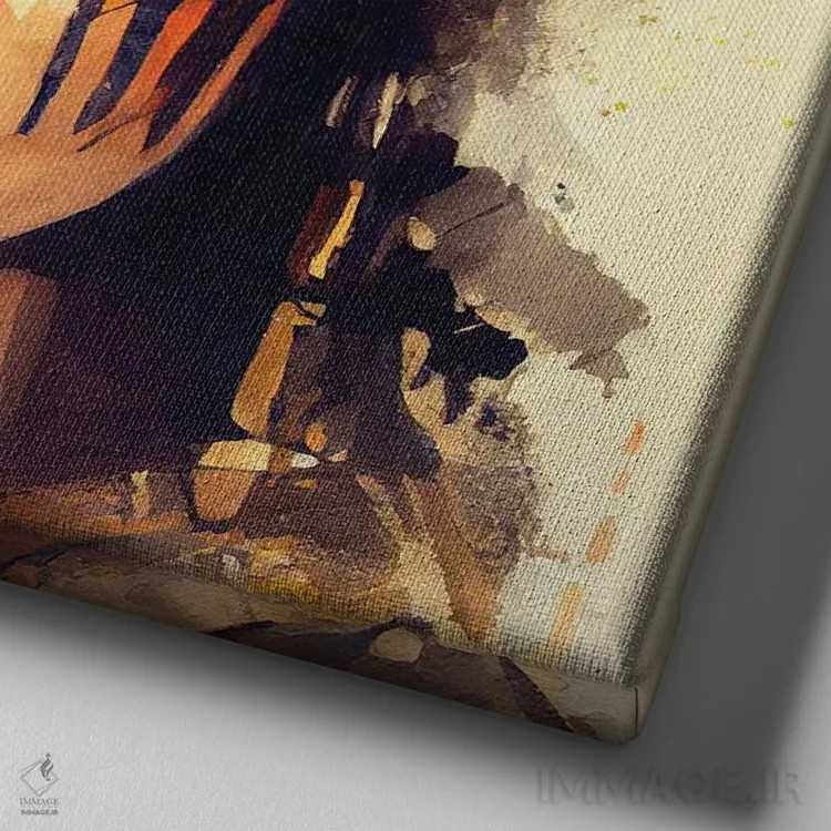 تابلو زن مبارز مصری قدرتمند چهارم اثر استودیو کروماتیک فیوژن - نمای نزدیک بافت بوم