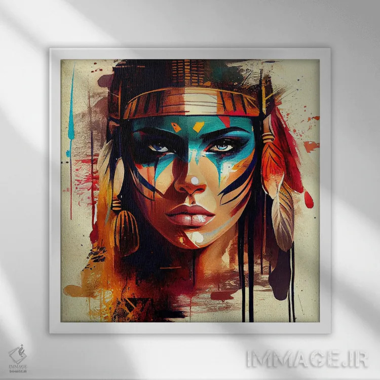 تابلو زن مبارز مصری قدرتمند سوم اثر استودیو کروماتیک فیوژن - نمای قابدار سفید