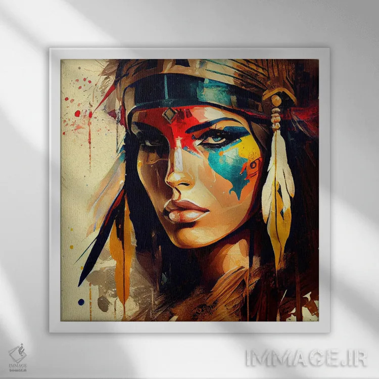 تابلو زن مبارز مصری قدرتمند دوم اثر استودیو کروماتیک فیوژن - نمای قابدار سفید