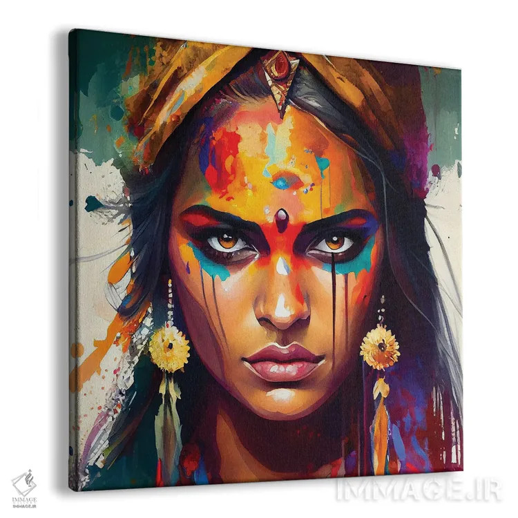 تابلو زن هندو قدرتمند یکم اثر استودیو کروماتیک فیوژن - نمای پرسپکتیو محصول