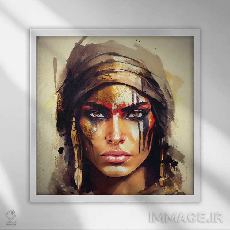 تابلو زن مبارز مصری قدرتمند چهارم اثر استودیو کروماتیک فیوژن - نمای قابدار سفید