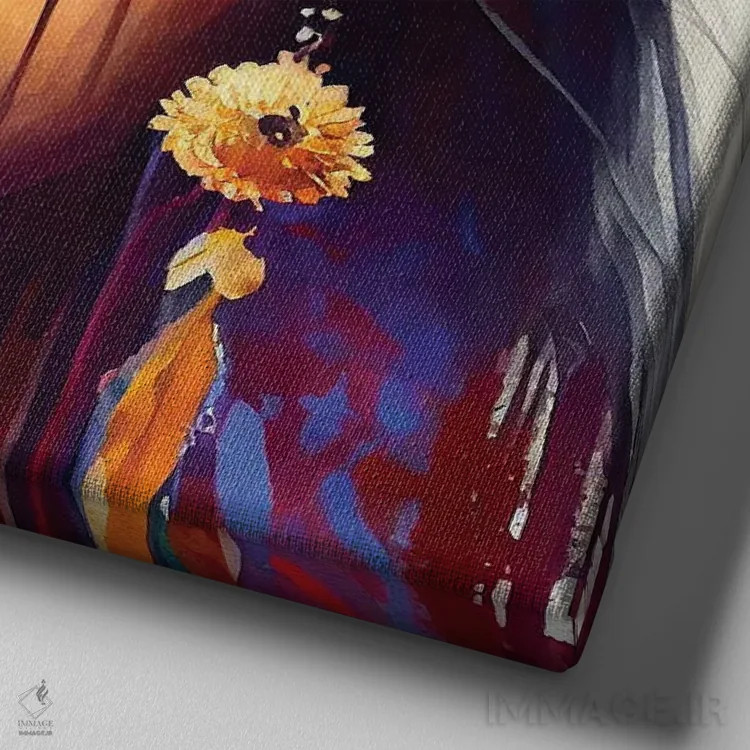 تابلو زن هندو قدرتمند یکم اثر استودیو کروماتیک فیوژن - نمای نزدیک بافت بوم