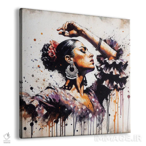 تابلو رقاص فلامنکو آبرنگی یکم اثر استودیو کروماتیک فیوژن - نمای پرسپکتیو محصول