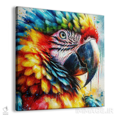تابلو طوطی ماکائو آبرنگی یکم اثر استودیو کروماتیک فیوژن - نمای پرسپکتیو محصول